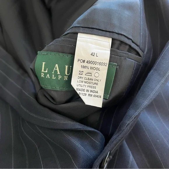 Lauren Ralph Lauren Men’s Wool Navy Striped Jacket Blazer 42L - Picture 4 of 6